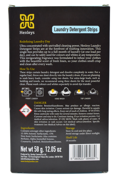 Henleys Laundry Detergent Strips - Fresh Linen