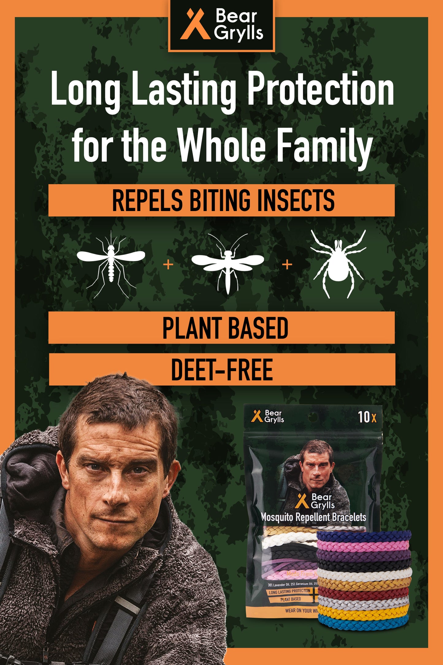 Bear Grylls Mosquito Repellent Bracelets (x10 Pack)